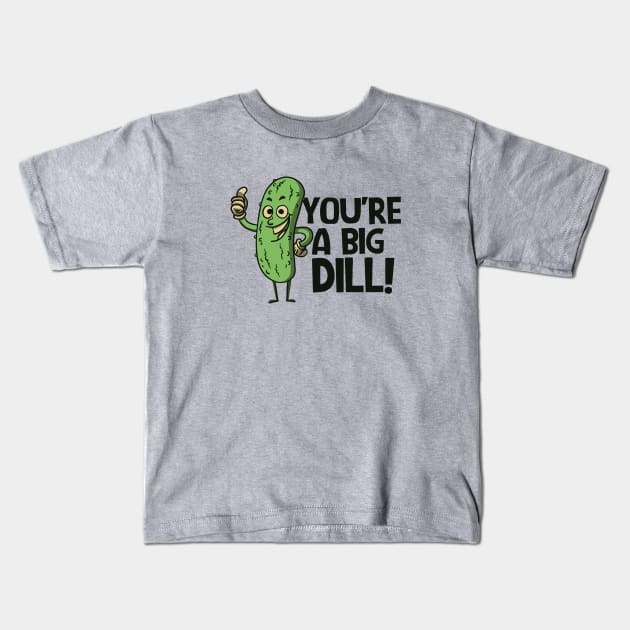 Funny Retro Pickle Cartoon // You're a Big Dill! Kids T-Shirt by SLAG_Creative